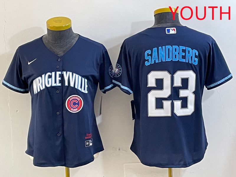 Youth Chicago Cubs 23 Sandberg Blue City Edition Game 2025 Nike MLB Jersey style 7